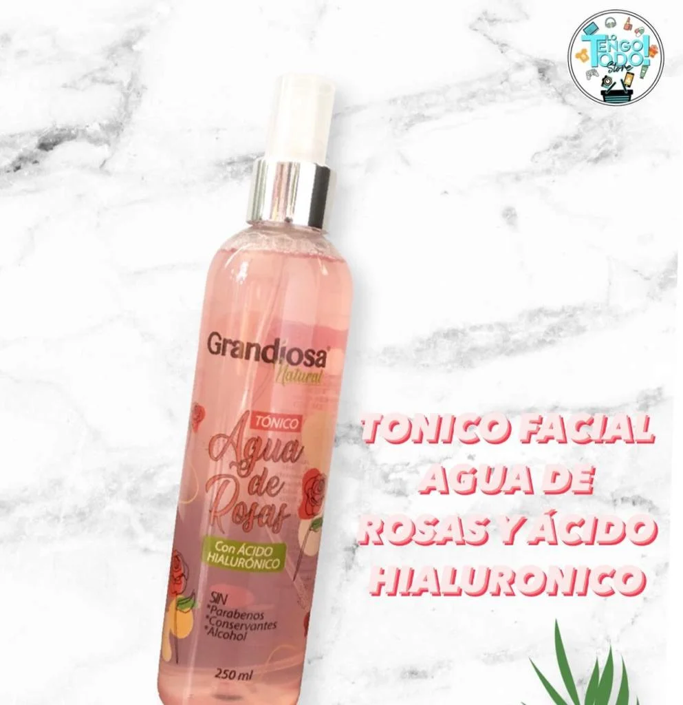 TONICO FACIAL AGUA DE ROSAS Y ACIDO HIALURONICO